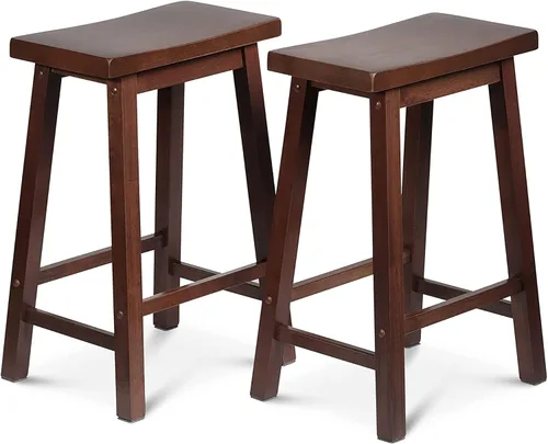 Vista 11 de PJ Wood Classic Modern - Asiento de sillín sin espalda de madera maciza, taburete de mostrador de 24 pulgadas de alto, fácil de montar