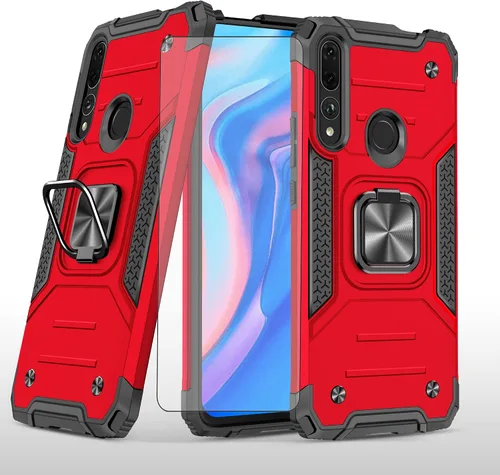 Vista 8 de Asuwish Funda compatible con Huawei Y9 Prime 2019 y protector de pantalla de vidrio templado, soporte de anillo celular con soporte para teléfono