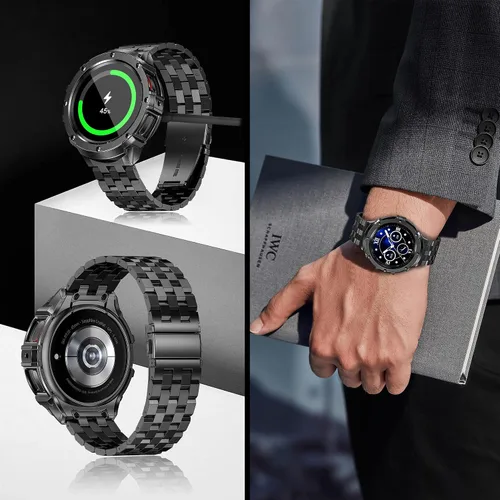 Vista 5 de HASLFM Caja de acero inoxidable y bandas compatibles con Samsung Galaxy Watch 7 8 Ultra 47mm/ Galaxy Watch 5 Pro 45mm/ Galaxy Watch 6/5/4 44mm
