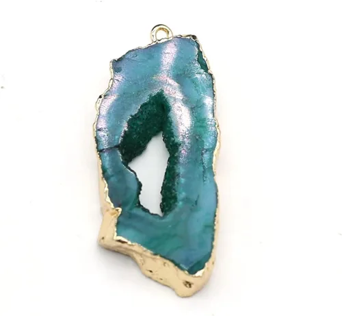 Vista 6 de QSLLER 5 Uds. de piedra natural ágata cristal brotes irregulares chapado en oro colgante hacer bricolaje joyería colgante accesorios encantos