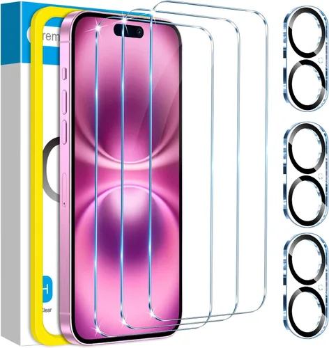 Vista 19 de Fotbor Compatible con 3 protectores de pantalla de iPhone Air con 1 juego de protector de lente de cámara, actualización 2025 9H+ vidrio templado