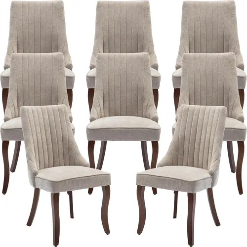 Vista 37 de Juego de 2 sillas de comedor modernas de mediados de siglo, tapizadas de tela beige, sillas de cocina y comedor, sillas de cocina con patas