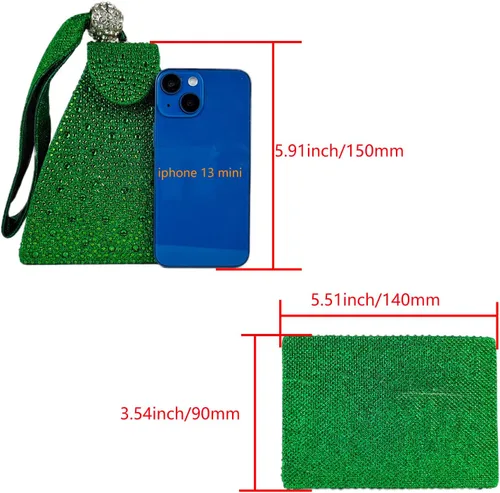 Vista 3 de Bolso de noche único con diamantes de imitación para mujer, bolso de mano triangular