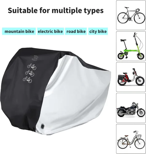 Vista 2 de Maveek Waterproof Cycle Bike Rain Cover For 1 2 3 Cycle Bikes, Road Bicycle Cover Outdoor Indoor Storage Water Resistance Travel Transport Garage