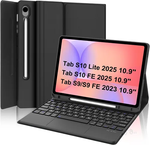Vista 11 de Funda de teclado para Samsung Galaxy Tab S7 FE (5G)/S8 Plus/S7 Plus de 12.4 pulgadas Teclado Bluetooth magnético desmontable Funda protectora