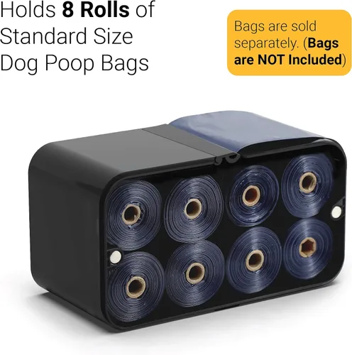 Vista 4 de SVD.PET Dispensador de bolsas para excrementos de perro, dispensador de bolsas de basura para montaje en pared, capacidad para 8 rollos de bolsas