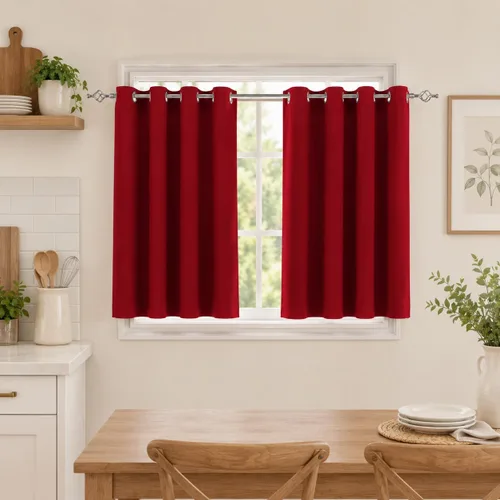 Vista 11 de Aquazolax Cortinas opacas de 45 pulgadas de largo, juego de 2 paneles para guardería, cortinas de tratamiento de ventanas con aislamiento térmico
