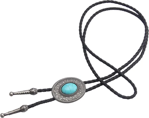 Vista 9 de Jeilwiy Corbata de bolo para hombre, corbata de vaquero occidental, collar de corbata de bolo dorado, corbata de cuero, corbata de Halloween