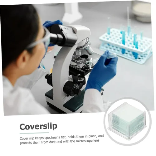 Vista 8 de PartyKindom 1000 cajas de cubierta deslizante para microscopio microscopio microscopio diapositiva microscopio cubreobjetos placa de cubierta