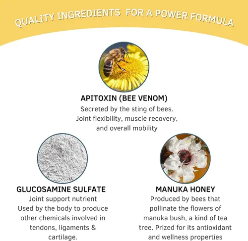 Vista 4 de AbeeMed Bee Venom Cápsulas – Suplemento natural de apitoxina con miel de manuka – Inflamación y apoyo a la movilidad, molestias articulares