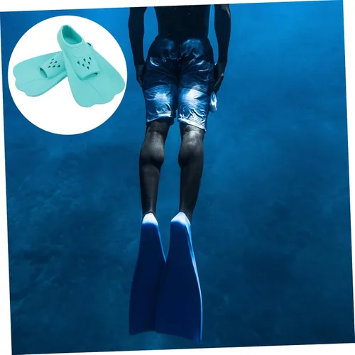 Vista 4 de Happyyami Aletas de natación cortas de silicona para adultos y aletas de entrenamiento flexibles para esnórquel en piscina y mar, cómodo diseño sin