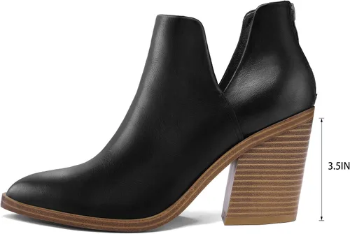 Vista 6 de mysoft Botines para mujer, con puntera puntiaguda, gruesos, apilados, tacón medio
