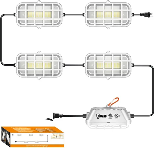 Vista 7 de RIUVAO - Cadena de luces LED de construcción de 50 pies, 75 W, 7500 lm, impermeable, IP67, luces de trabajo, luces temporales de construcción