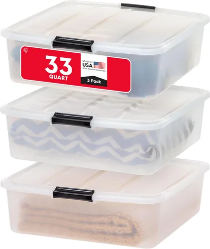 Vista 11 de IRIS USA 22 Qt Almacenamiento bajo la cama, organizador apilable de plástico con cajón deslizante, paquete de 2 unidades, multiusos para ropa
