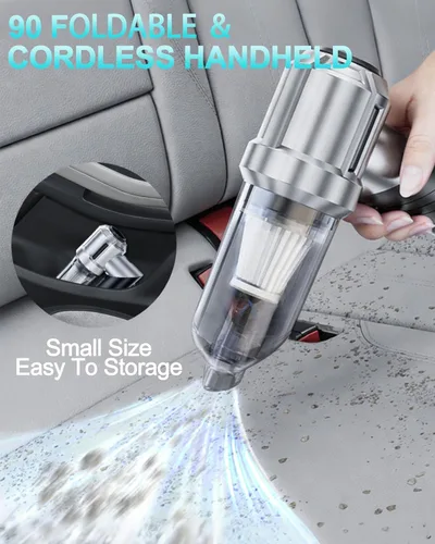 Vista 6 de houscly Mini Aspiradora Portátil Inalámbrica Plegable de 20000PA de Alta Potencia, Plumero Comprimido y Soplador de Aire y Bomba 4 en 1, Aspiradora