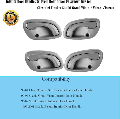 Vista 5 de Manija de puerta interior Chevy Tracker, apta para 1999-2004, Suzuki Vitara 99-05, Grand Vitara 95-02, Esteem delantera y trasera, lado