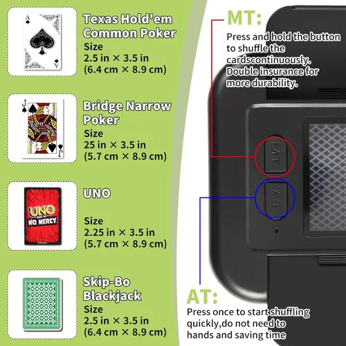Vista 2 de M1 - Barajador de tarjetas automático recargable con modo automático y manual, bajo ruido, batería incorporada de 2000 mAh, máquina barajadora Negro