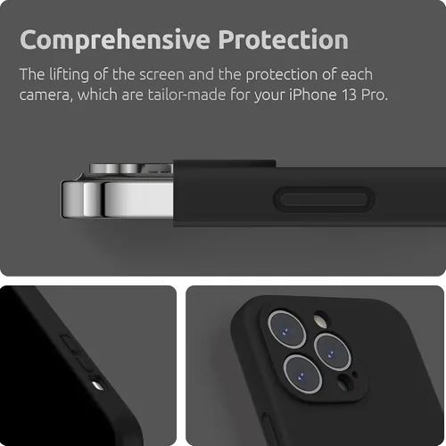 Vista 4 de SURPHY funda de silicona compatible con iPhone 13 Pro (6.1 pulgadas, 2021), con protección para la cámara, funda de silicona líquida con forro