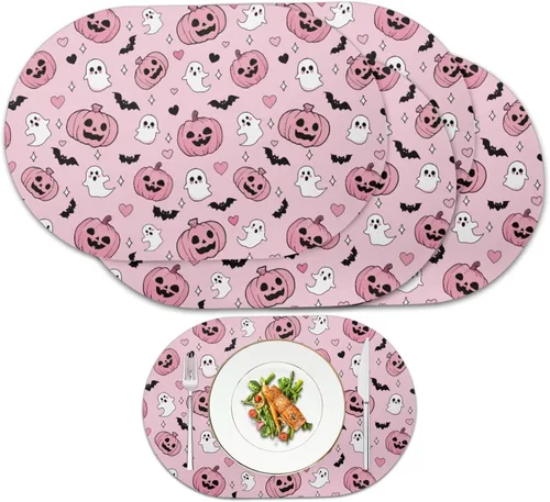 Vista 14 de Autumn Placemats Set of 2 Waterproof Wipeable 12X18 Inch Faux Leather Non Slip Heat Resistant Mats for Thanksgiving Dinner Outdoor Decor