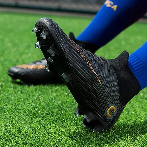 Vista 5 de Zapatos de fútbol para hombre y mujer, tacos de fútbol de caña alta, unisex, tenis de fútbol para entrenamiento al aire libre, tacos de césped