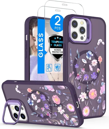 Vista 17 de Dretal para Funda iPhone 12, Funda iPhone 12 Pro Floral, con Protector de Pantalla, Soporte para Cámara, Protección de Grado Militar, Funda