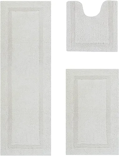Vista 430 de Better Trends - Juego de 2 alfombras de baño 100% algodón, extra suaves, con borlas, de 17" x 24", alfombra de baño superabsorbente y reversible