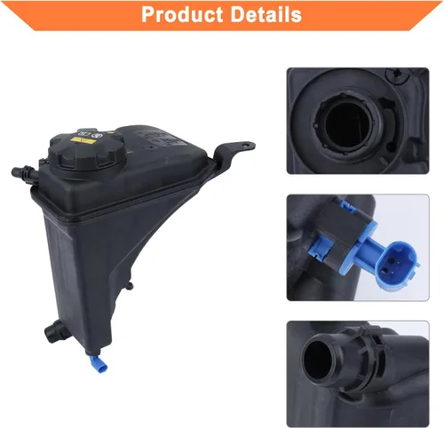 Vista 4 de Depósito del tanque del refrigerante del motor (con tapa y sensor). Reemplaza la pieza # 17137567462, 603-334, 17137607482, 17137640514. Compatible