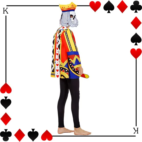 Vista 4 de Disfraces de Halloween para parejas de adultos, rey y reina, disfraces de Halloween con máscara de calavera, disfraces de pareja de Halloween
