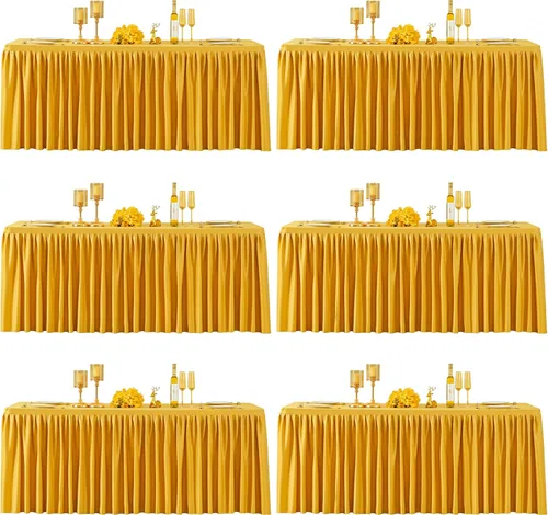 Vista 29 de Paquete de 2 manteles de poliéster negro para mesas rectangulares de 4 pies, cubierta de mesa ajustada sin arrugas, manteles elásticos de 4 pies