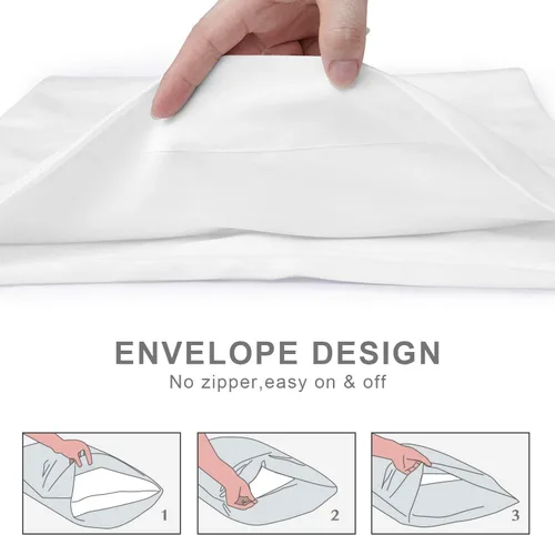 Vista 5 de Funda de almohada de viaje de 12 x 18 pulgadas, paquete de 2 piezas, 100% algodón egipcio, cierre inteligente de sobre de 500 hilos, funda de Negro