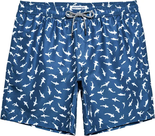 Vista 37 de maamgic Traje de baño para hombre, de secado rápido, con forro de malla, divertido traje de baño de 7 pulgadas Raya azul