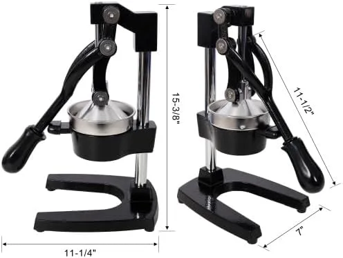 Vista 2 de Cast Iron Citrus Juicer, Extra-Large Commercial Grade Manual Hand Press, Heavy Duty Countertop Squeezer for Fresh Orange Juice (Black)