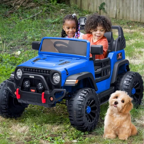 Vista 2 de Hikiddo Coche eléctrico de 2 plazas para niños, juguete eléctrico de 12 V para niños de 4 a 8 años con control remoto, capacidad de 150 libras, Azul