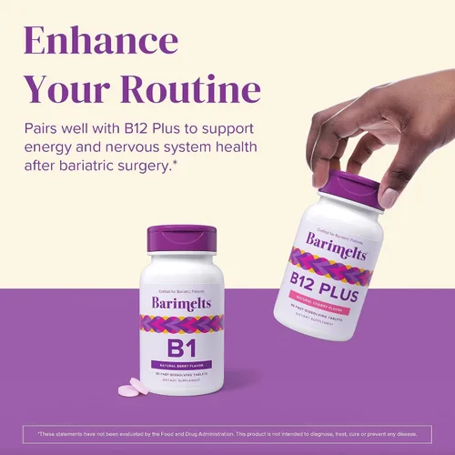 Vista 7 de BariMelts Vitamina B1, 90 tabletas, sabor natural a bayas