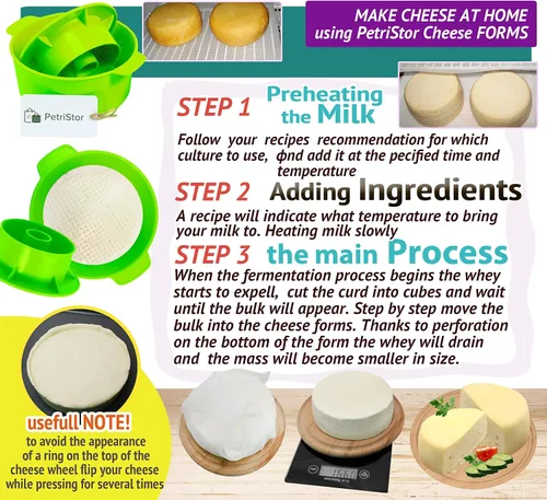 Vista 6 de Molde para queso con seguidor de pistón de color verde - Suministros de elaboración de queso - Molde para Queso Casero - Molde para Queso Casero