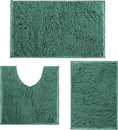 Vista 17 de Juego de 3 alfombras de baño antideslizantes de 3 piezas, alfombra de baño ultra suave, alfombra de baño absorbente y peluda, juego perfecto