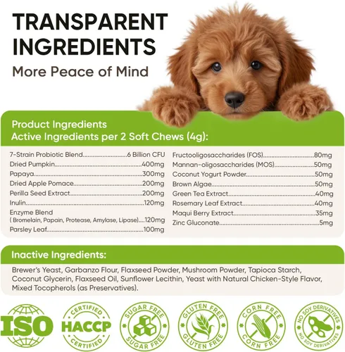Vista 7 de Probióticos para perros Salud digestiva intestinal Probióticos masticables
