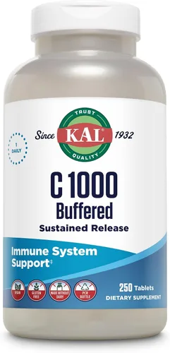 Vista 3 de KAL C 1000 Vitamina C 1000 mg de liberación sostenida tamponada - Suplemento de apoyo inmunológico para mujeres y hombres - Tabletas de vitamina C