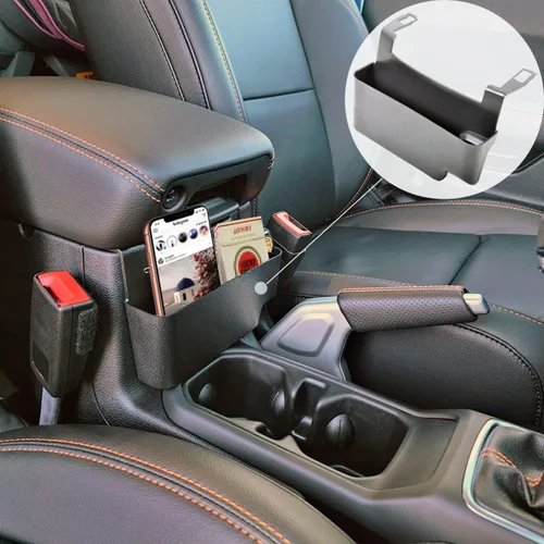 Vista 2 de EDBETOS Organizador de consola central con ribete naranja y caja colgante compatible con Jeep Wrangler JL/JLU 2018 2019-2024 y Jeep Gladiator JT