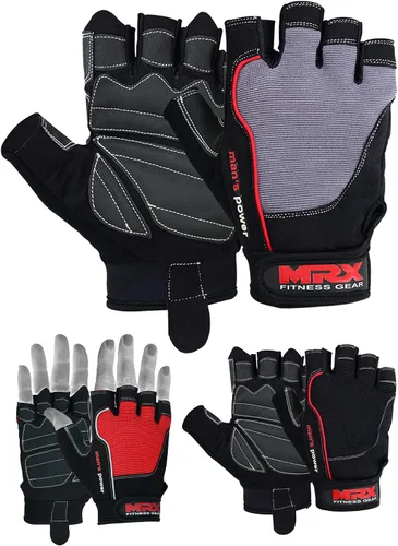 Vista 7 de MRX - Guantes de levantamiento de pesas para hombres y mujeres, entrenamiento de gimnasio, culturismo, entrenamiento de fuerza, levantamiento