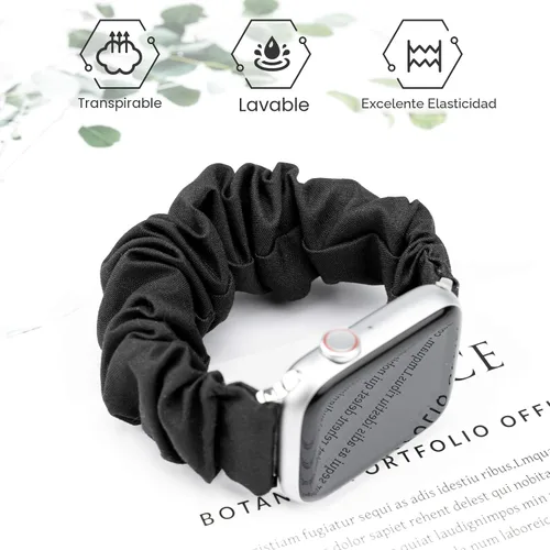 Vista 8 de Greatfine - Correa elástica para reloj Apple Watch Scrunchie de 38mm 40mm 42mm 44mm, correa elástica suave, con iWatch Series 6 SE 5 4 3 2 1, S L