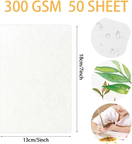 Vista 2 de 50 hojas de papel de acuarela a granel de 5 x 7 pulgadas, prensa en frío, papel grueso de algodón blanco para niños, estudiantes, artistas, pintura