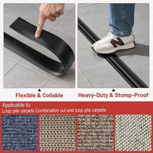 Vista 6 de Tendak Cubierta de cable de suelo de 16.4 pies, cubierta de cable suave de PVC para ocultar cables de extensión y evitar tropiezos, protector