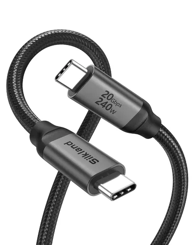 Vista 9 de Silkland Cable de datos USB C de 20 Gbps, corto de 1 pie USB3.2 Gen 2x2 de transferencia de datos de alta velocidad, cable de monitor [5K/4K 60Hz]