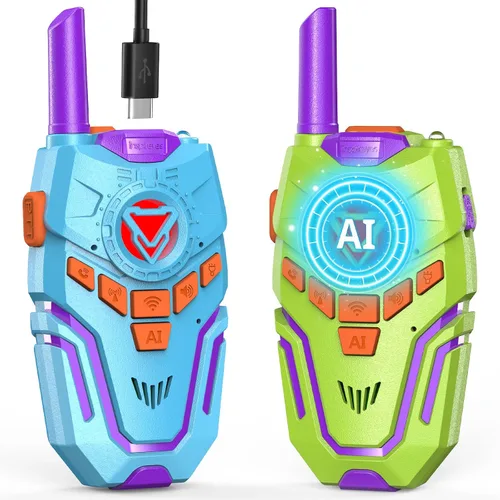 Vista 12 de Inspireyes Walkie Talkies para niños recargables, juguetes para niños y niñas de 3 a 12 años, paquete de 2 radios bidireccionales de largo alcance