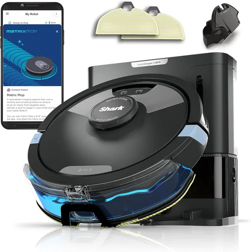 Vista 2 de Shark Matrix Plus Robot Aspiradora y Trapeadora 2 en 1 con Trapeado Sónico, Matrix Clean, Mapeo del Hogar, Base de Autovaciado HEPA sin Bolsa