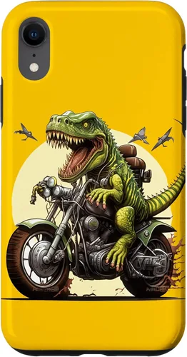Vista 24 de Funda para iPhone 16 T-Rex Dinosaur Riding a Motorcycle
