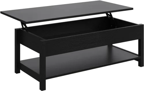 Vista 4 de Panana Mesa auxiliar elevable con compartimento oculto y estante abierto, mesa de té desplegable para sala de estar, 45.28 pulgadas de largo