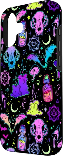 Vista 2 de Funda de brujería mágica para iPhone 16 con diseño gótico pastel de Halloween