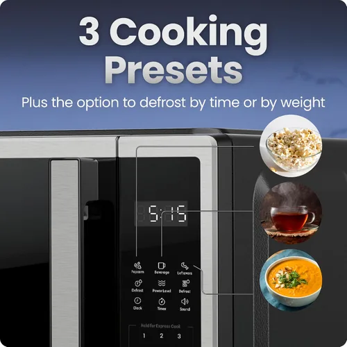 Vista 3 de Chefman Horno microondas compacto de 0.7 pies cúbicos, 700 W con 10 niveles de potencia, 3 ajustes preestablecidos de cocción con cocción expresa